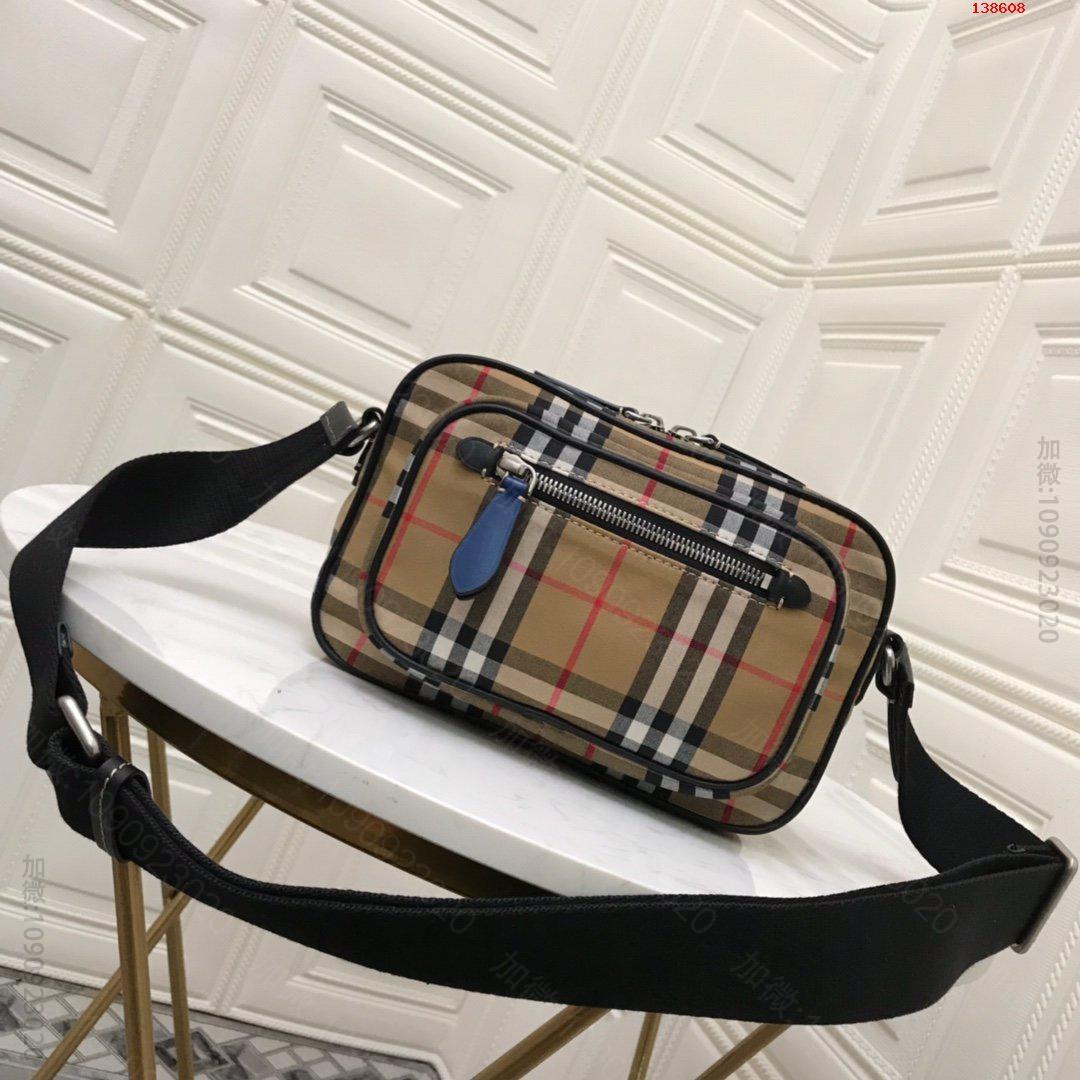 B家Vintage复古格纹斜背包B家都