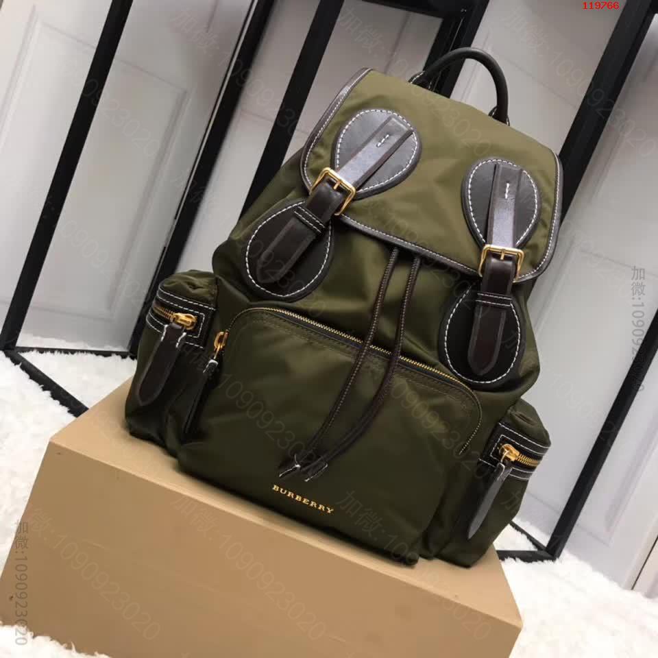 【B家】Burberry博柏利大号缉明线军旅背包