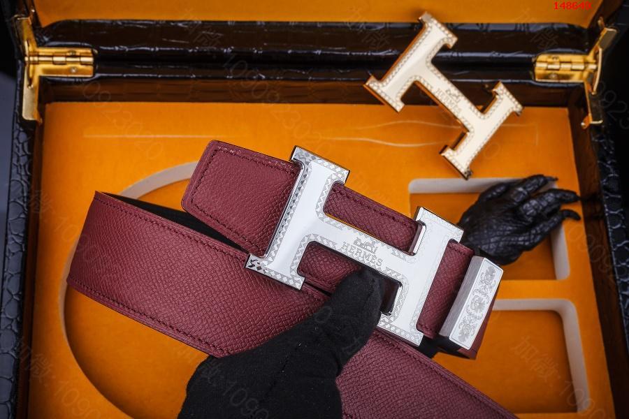 爱马仕双扣系列专柜新款钢扣搭配手掌纹带身两面可