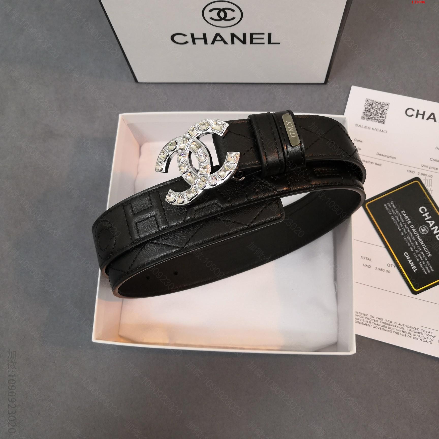 CHANEL香奈儿腰带小香官网同步3.0cm小牛皮原产皮料立体效果车线高仿香奈儿腰带价格 133096