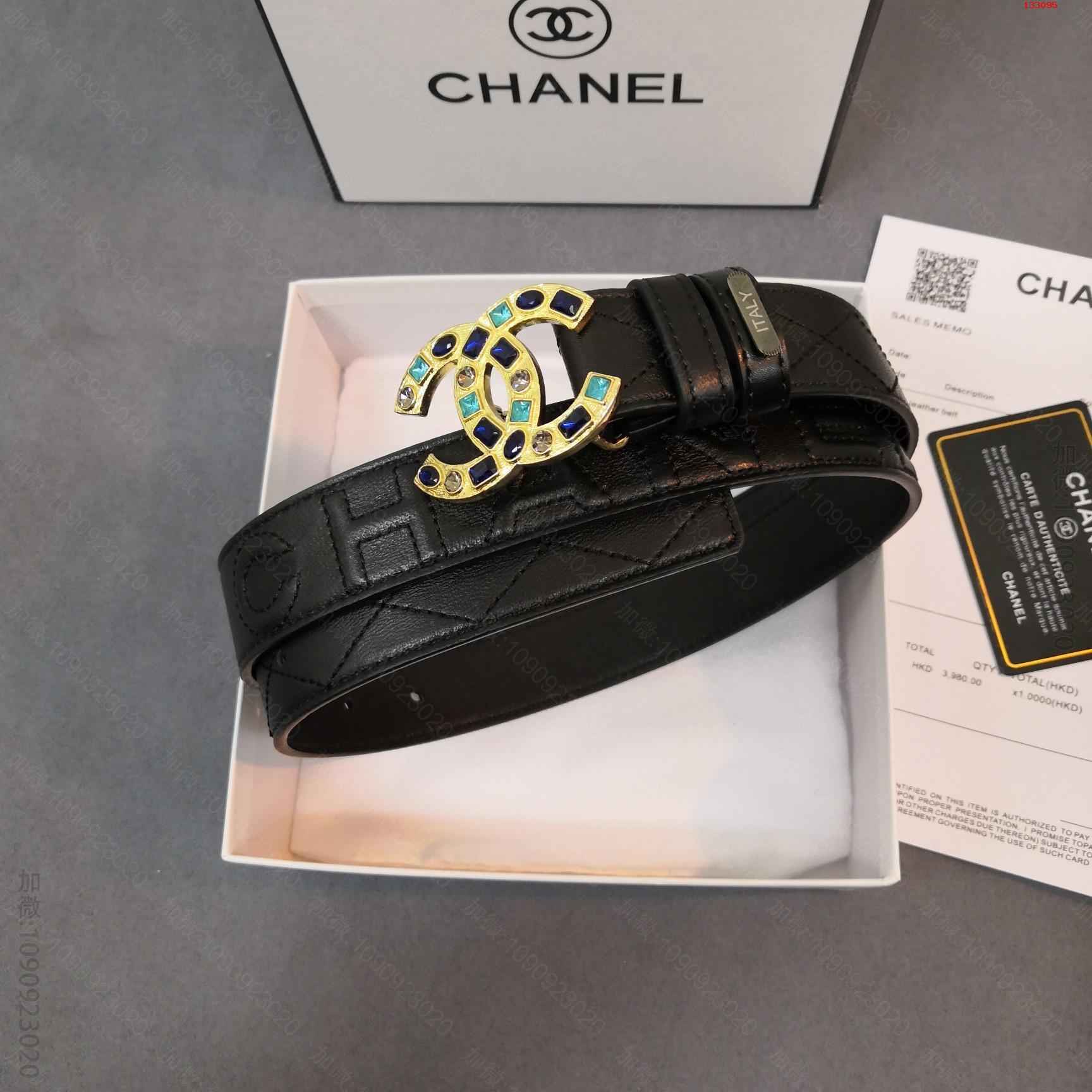 CHANEL香奈儿腰带小香官网同步3.0cm小牛皮原产皮料立体效果车线高仿香奈儿腰带价格 133095