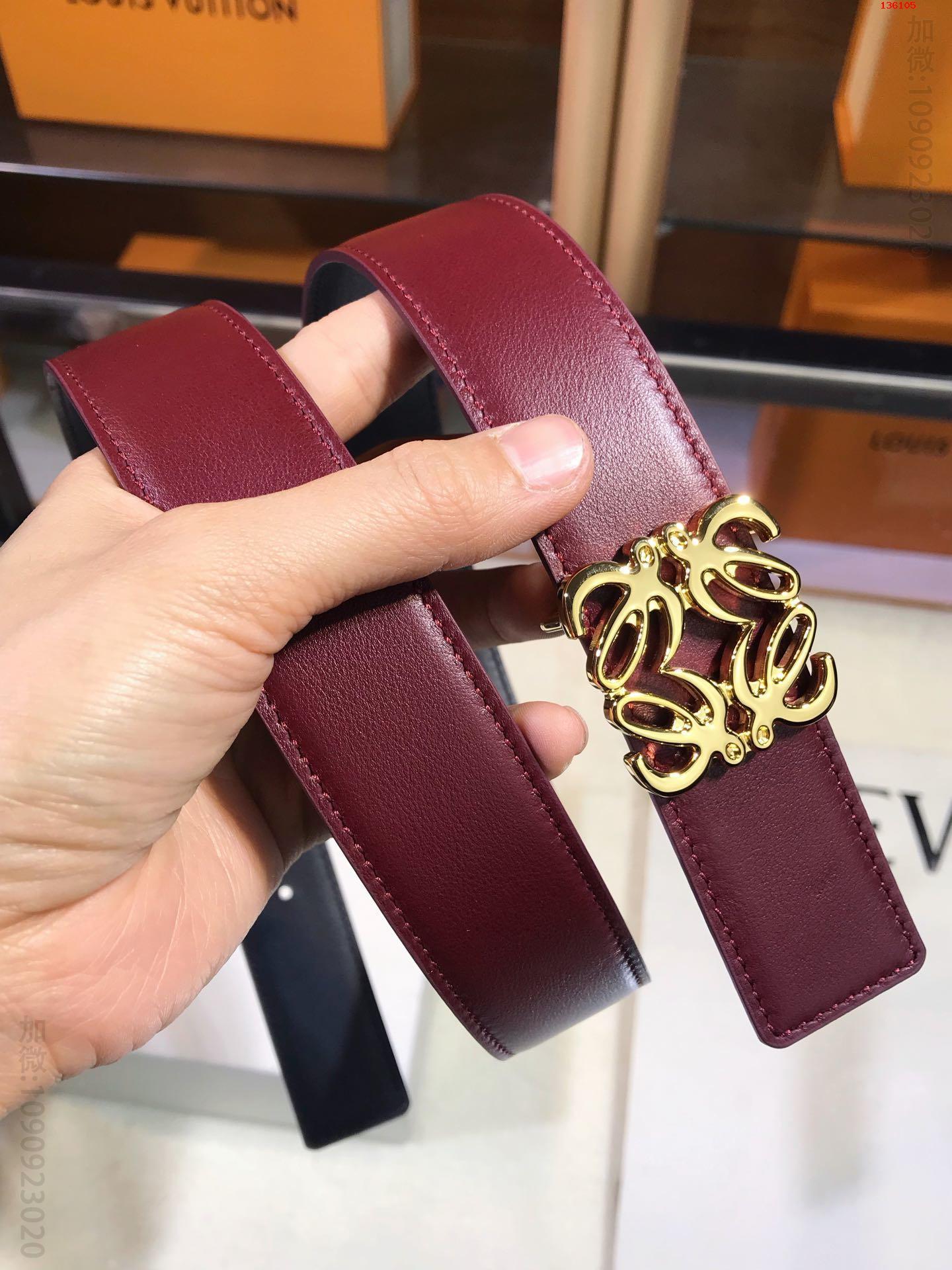LOEWE罗意威专柜款双面进口牛皮腰带十一个色