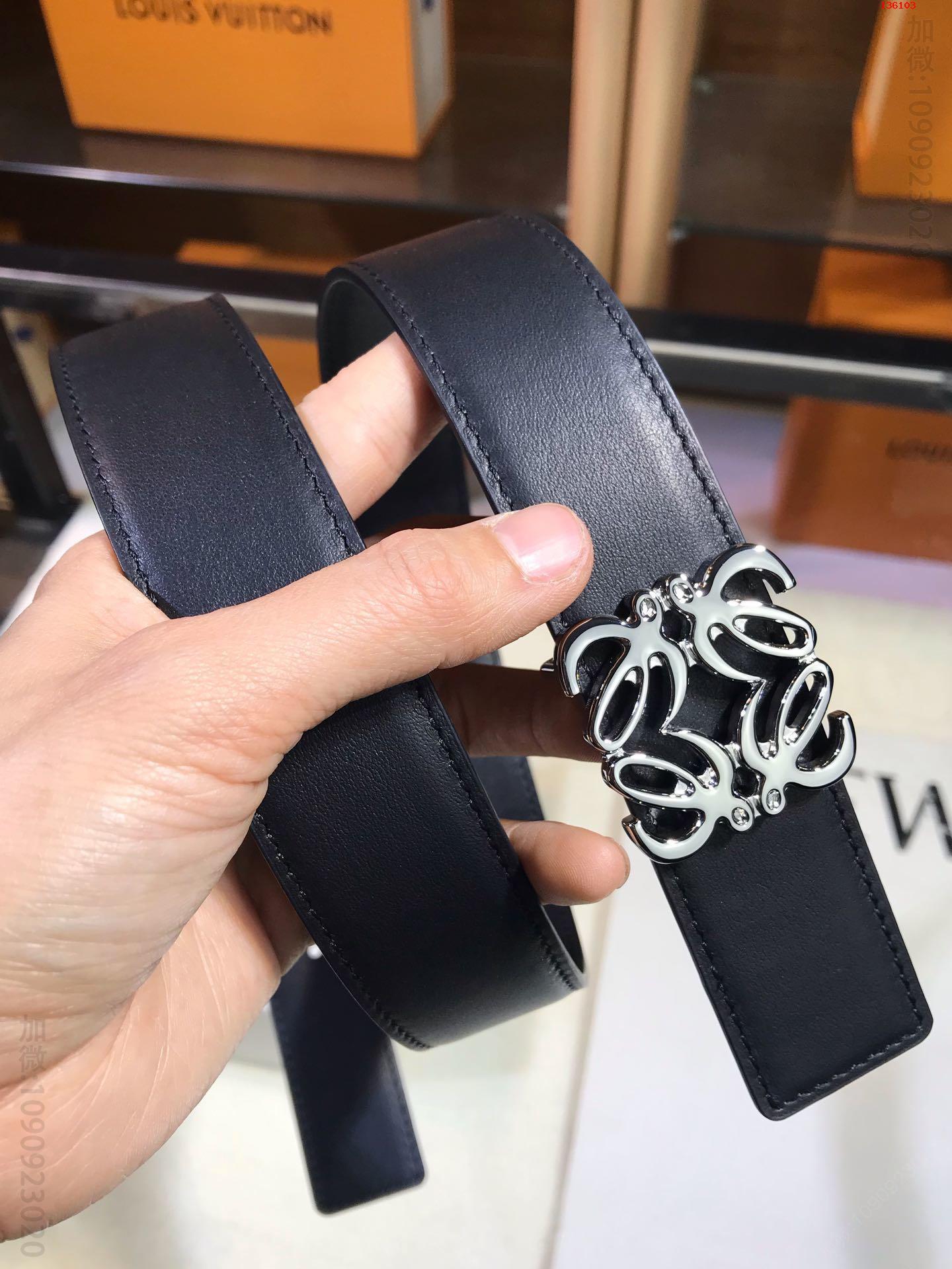 LOEWE罗意威专柜款双面进口牛皮腰带十一个色