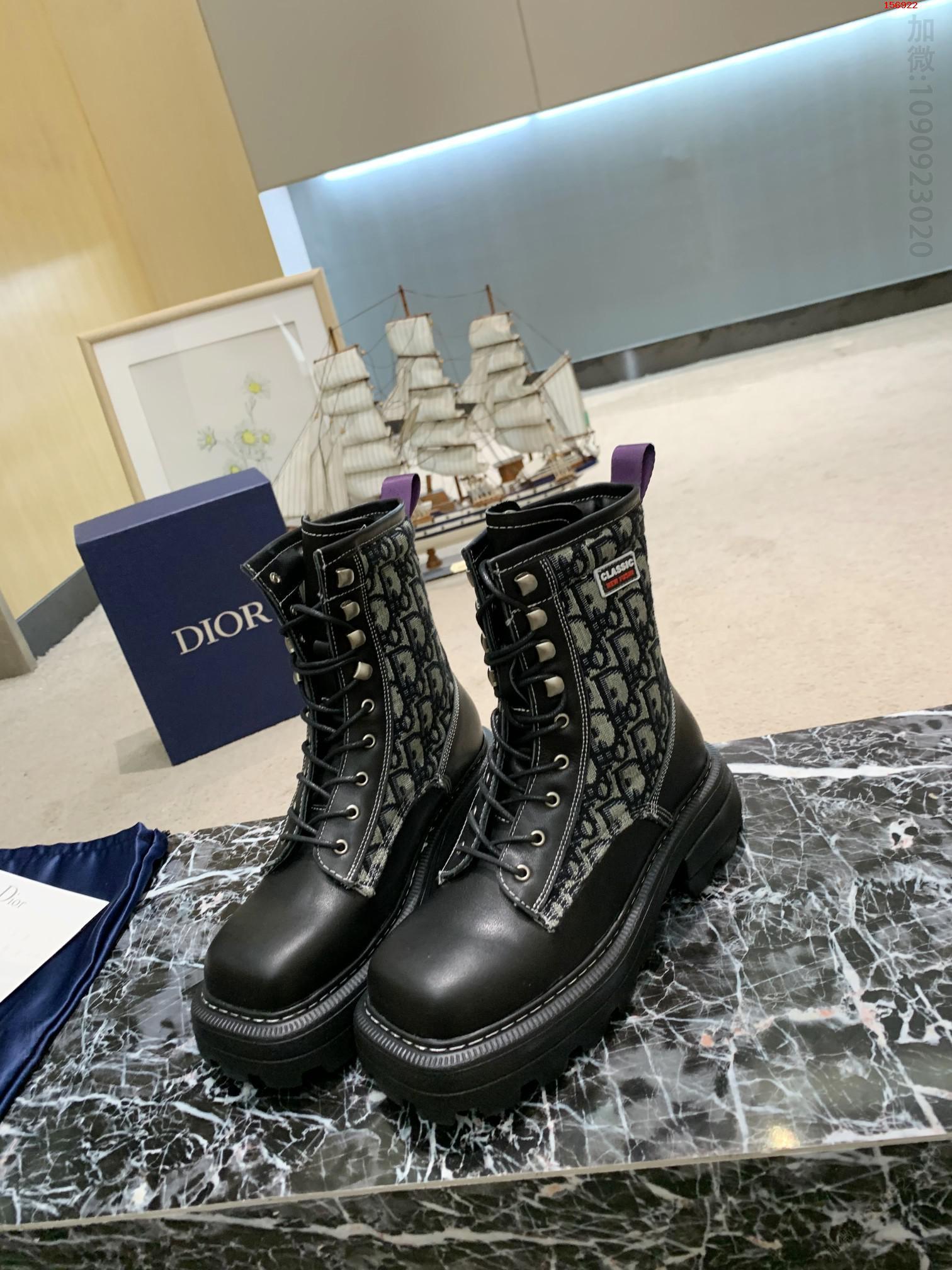 2023Di家新款牛皮增高女矮筒靴女靴增 高仿迪奥女鞋 精仿迪奥女鞋 原版迪奥女鞋 A货迪奥女鞋 