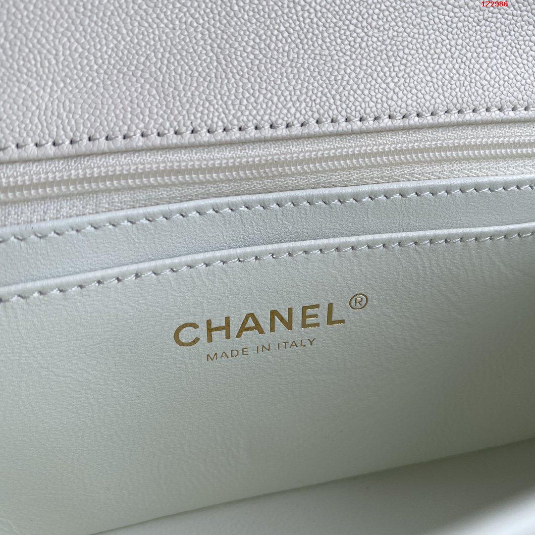 Chanel 白色 2023早春最新限量版Mini CF 经典菱格口盖包 高仿香奈儿 AS2431