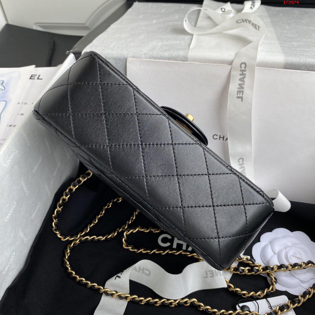 Chanel 早春最新限量版Mini CF AS2431 黑色经典菱格口盖包 高仿香奈儿 AS2431