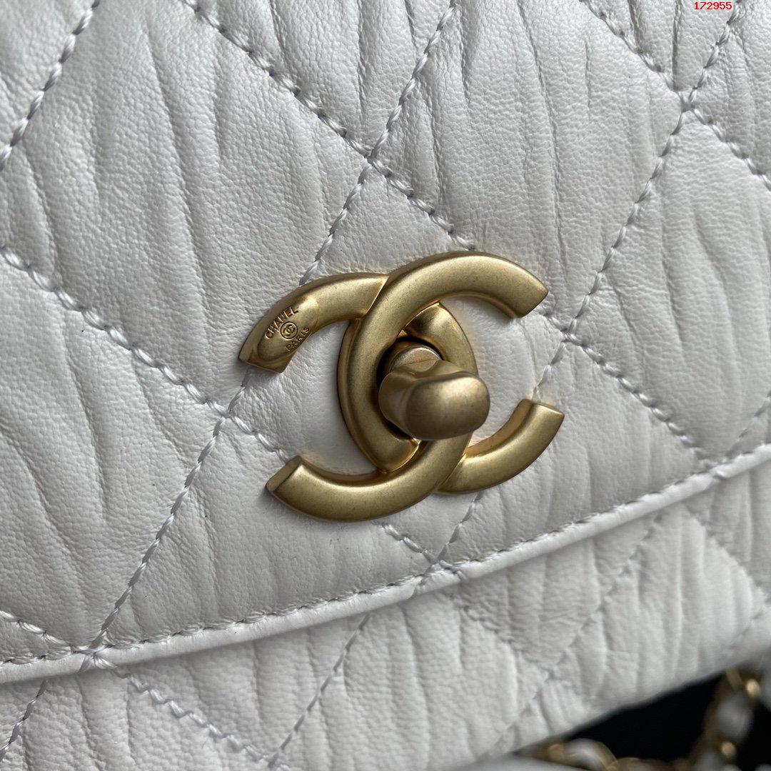 Chanel 白色 2023春夏新款口盖包 香奈儿口盖包 AS2477