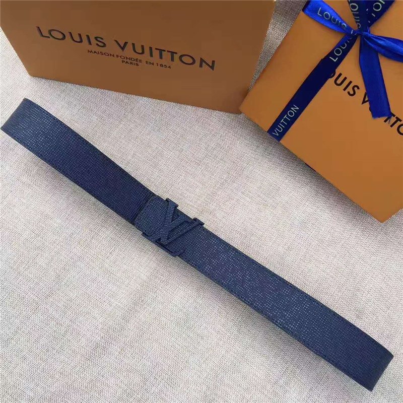 LV男士皮带/腰带 LV皮带 原单品质 进口牛皮 手工缝线 Louis vuitton 蓝色 高仿LV M6897