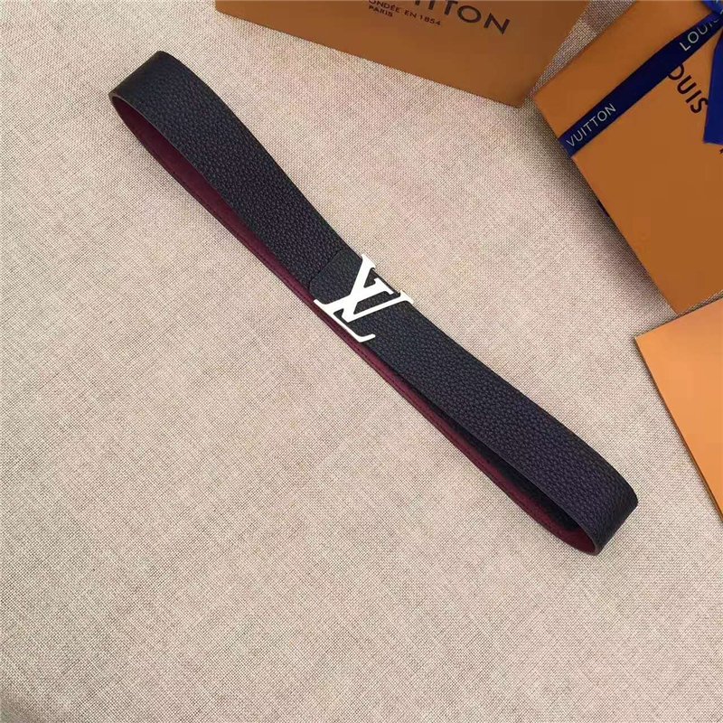 LV男士皮带/腰带 LV皮带 原单品质 专柜新包装 进口牛皮 手工缝线 双面可用 紫红色 高仿LV 