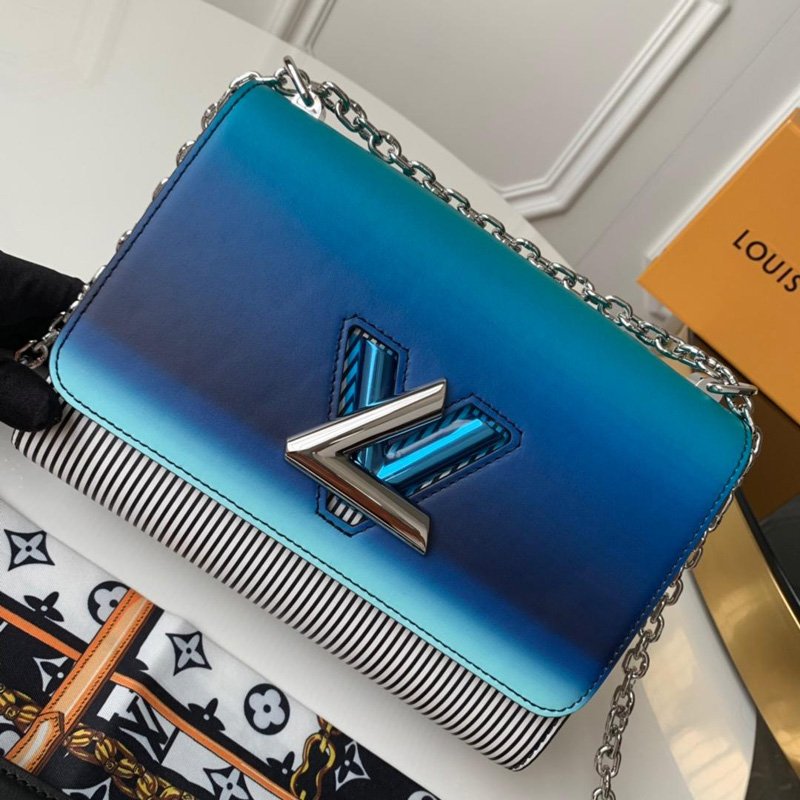 LV LV TWIST 中号手袋 2023春夏新款链条包 渐变蓝色 高仿路易威登包包 一比一原单LV女包 M53846