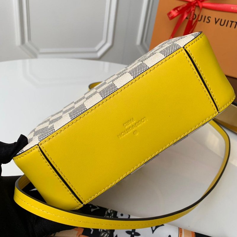 LV LV SAINTONGE 手袋 Damier Azur帆布白格 LV相机包 黄色 高仿路易威登包包 N40154