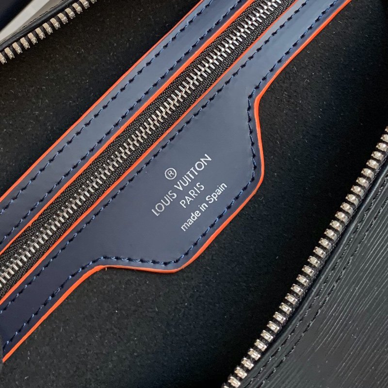 LV旅行箱包 LV Keepall 50旅行袋 Epi皮革配Damier Graphite帆布 黑色 原单路易威登拉杆箱 原单LV旅行包 M51462