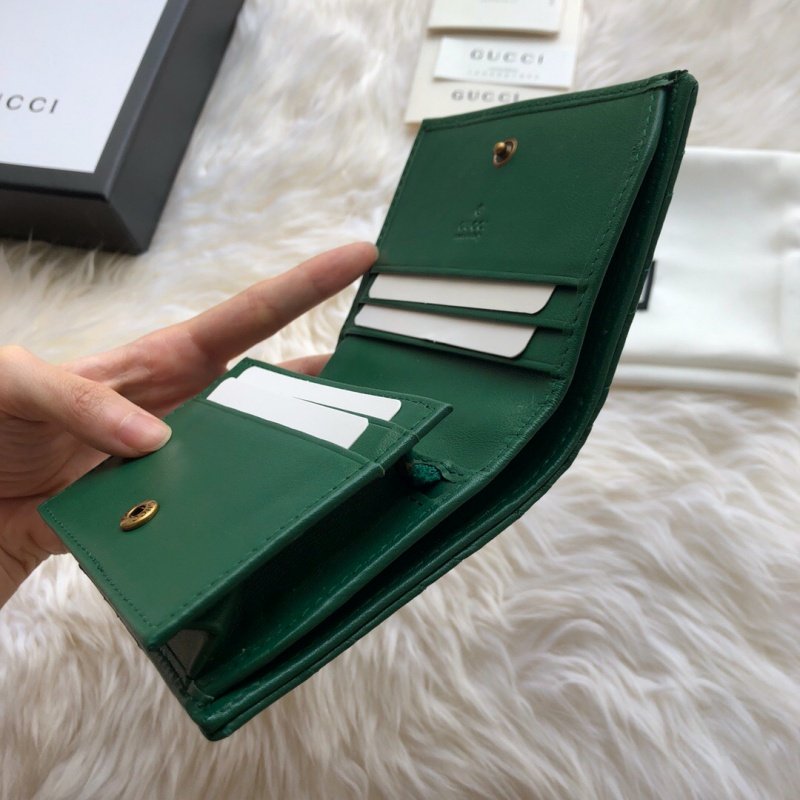 古驰女士钱包 Gucci GG Marmont绗缝V型皮革小号钱包 绿色 原单古驰钱夹 546580