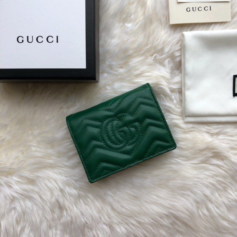 古驰女士钱包 Gucci GG Marmont绗缝V型皮革小号钱包 绿色 原单古驰钱夹 546580