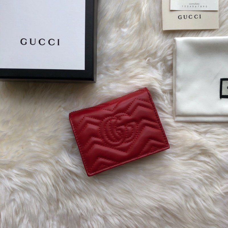 古驰女士钱包 Gucci GG Marmont绗缝V型皮革小号钱包 红色 原单古驰钱夹 546580