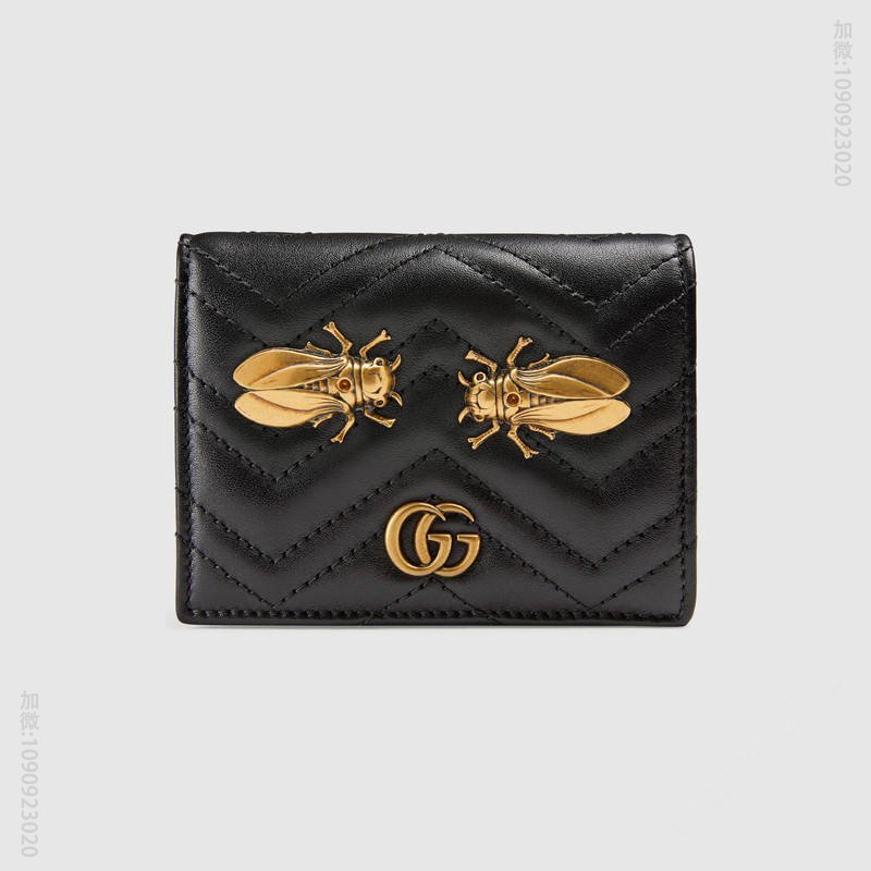 466492 GUCCI GG Marmont系列飞蛾造型铆钉 绗缝皮革 卡片夹