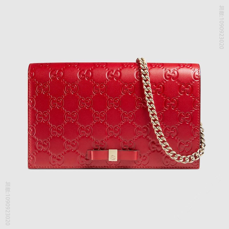 431408 GUCCI Gucci Signature 迷你链条手袋 芙蓉红