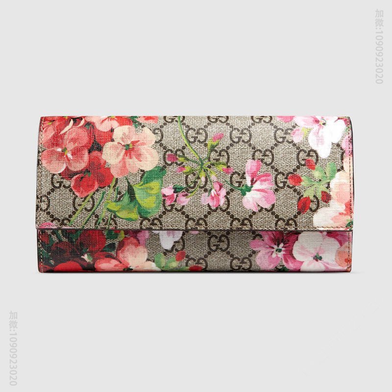410074 GUCCI GG Blooms 印花 GG Supreme高级人造帆布 长款皮夹