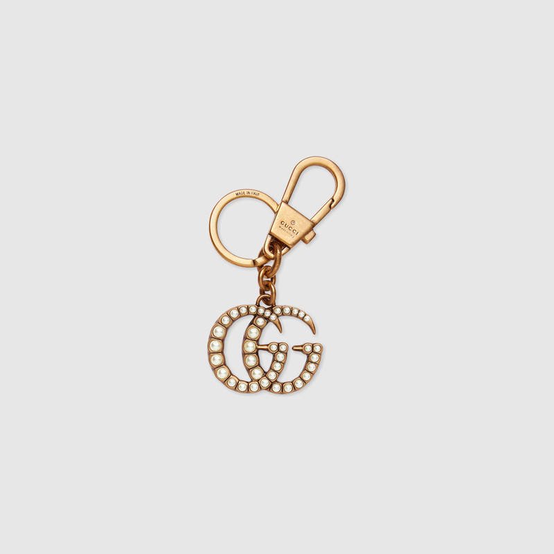 476428 GUCCI 经典设计 珍珠双G 钥匙扣 金色