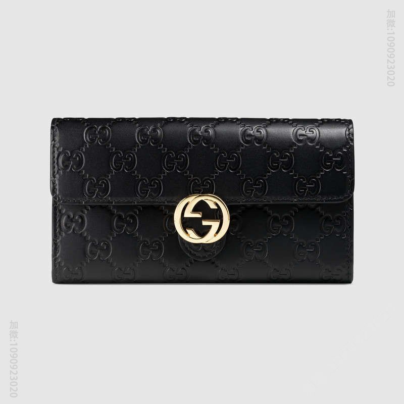 369663 Gucci标志 Gucci Signature系列 长款皮夹 黑色