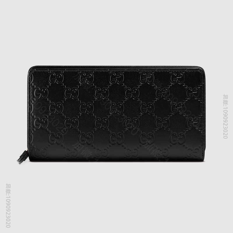 438296 Gucci Signature系列 热压皮革 全拉链式皮夹 黑...