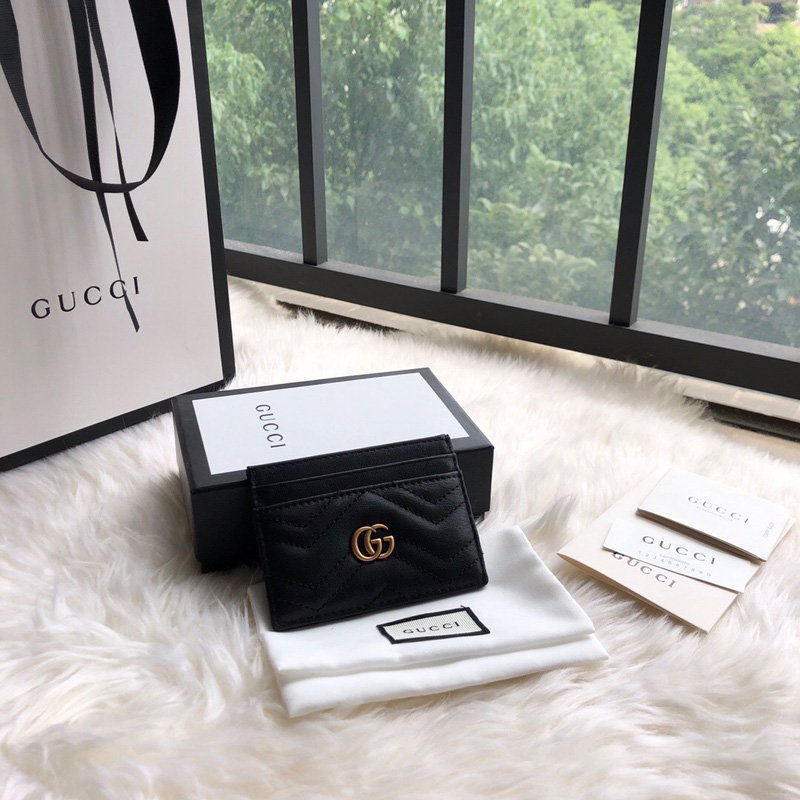 古驰女士钱包 Gucci GG Marmont系列卡片夹 Gucci卡包 黑色 原单古驰钱夹 高仿古驰 443127DRW1T1000