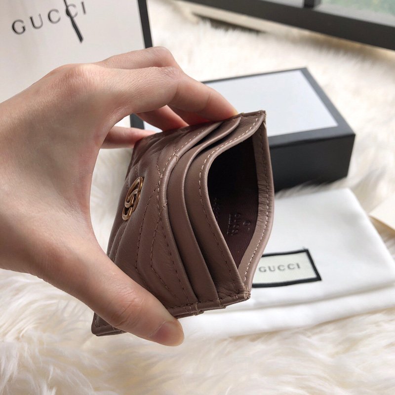 古驰女士钱包 Gucci GG Marmont系列卡片夹 Gucci卡包 粉色 原单古驰钱夹 高仿古驰 443127DTD1T5909