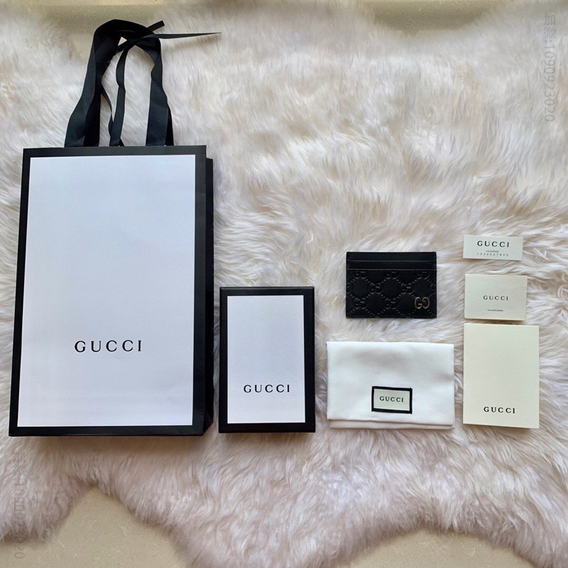 473927 Gucci Signature皮革卡片夹 Gucci卡包 黑色