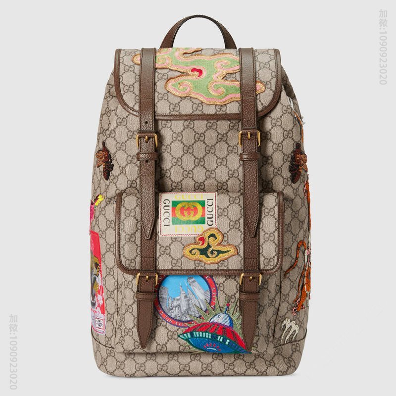 473869 Gucci Courrier系列 柔软GG Supreme高级人造帆布 双肩包 乌木色