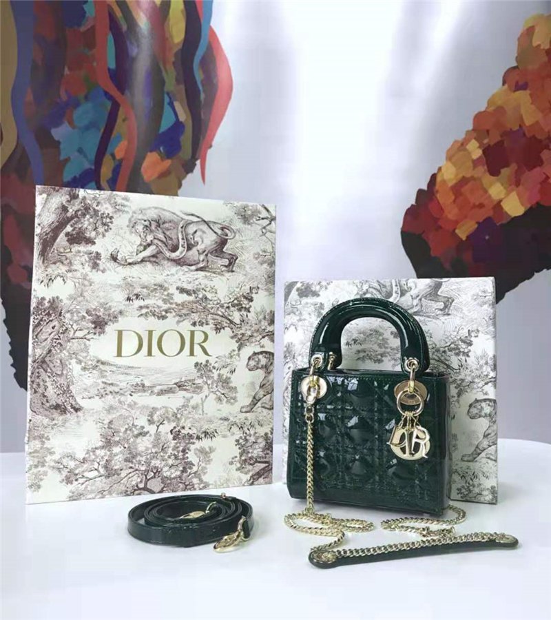 迪奥女包 Dior迪奥 Lady Dior 经典迪奥戴妃包 羊皮 Dior链条包 墨绿色 高仿迪奥女包 原单迪奥 M673