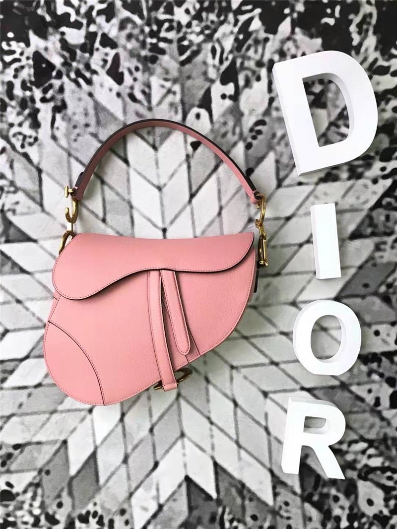 迪奥女包 Dior Saddle小牛皮手提包 Dior马鞍包 Dior女包 烟粉色 原单迪奥 M446