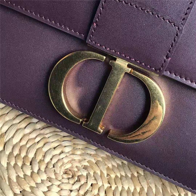 迪奥女包 Dior 30 Montaigne 原色光滑牛皮 翻盖式 迪奥手提包 Dior肩包 深紫色 原单迪奥 M9203