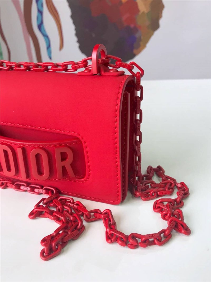 迪奥女包 迪奥女包 Dior链条包 哑光磨砂皮 Jadolr mini Dior小牛皮包 红色 原单迪奥 S9002