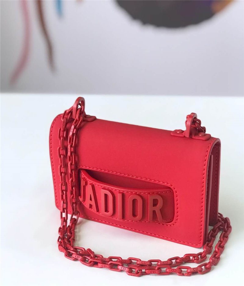 迪奥女包 迪奥女包 Dior链条包 哑光磨砂皮 Jadolr mini Dior小牛皮包 红色 原单迪奥 S9002