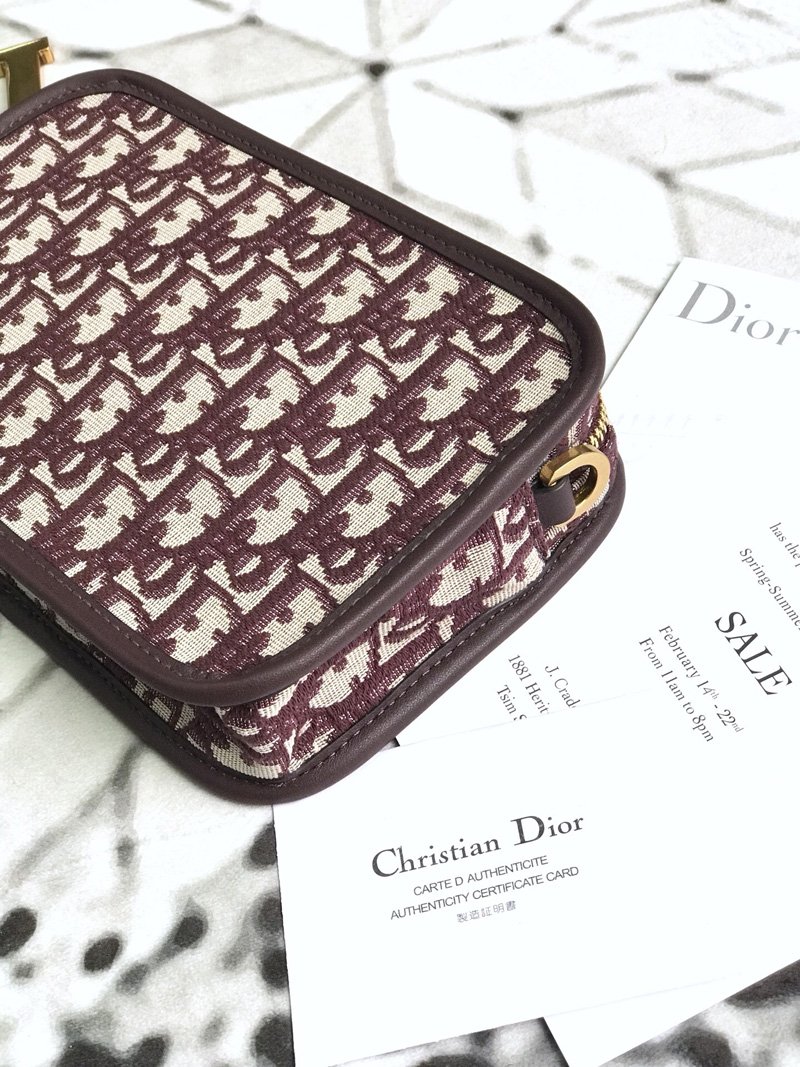 迪奥女包 Diorquake Dior Oblique酒红色提花帆布皮夹 Dior手包 Dior手拿包 酒红色 原单迪奥 S5700CTZQ_M974