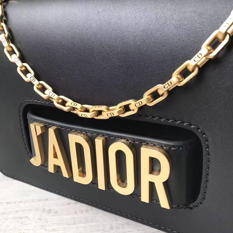 迪奥女包 迪奥Dior JADIOR DIOR链条包 頂級小牛皮翻蓋式包 黑色 高仿迪奥女包 原单迪奥女包 M8000VVQVM900
