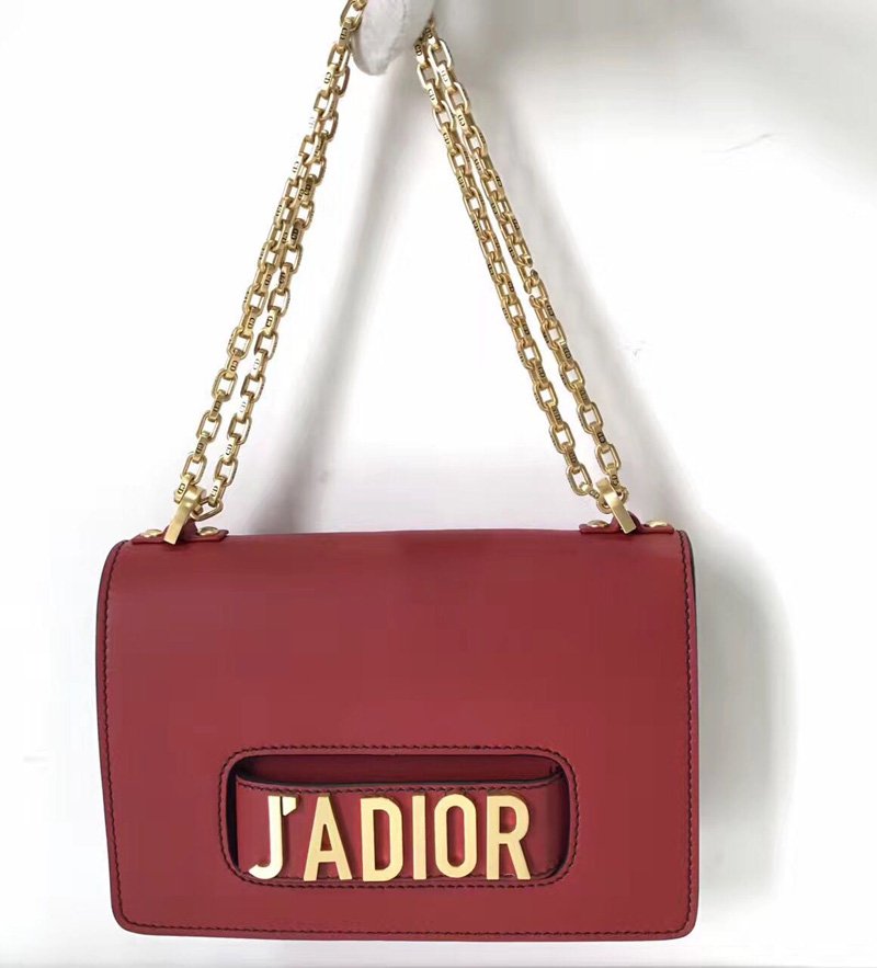 迪奥女包 迪奥Dior JADIOR DIOR链条包 頂級小牛皮翻蓋式包 红色 高仿迪奥女包 原单迪奥女包 M8000CVQVM900