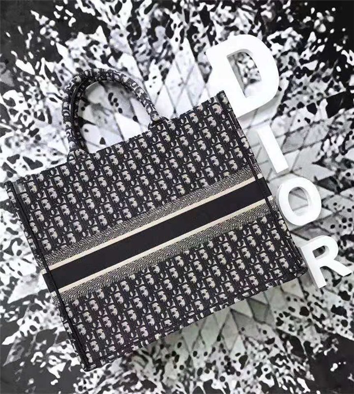 迪奥包包 Dior女包 Book tote系列 迪奥托特包 几何图案 迪奥手提包 黑色 高仿迪奥女包 原单迪奥女包 M1286