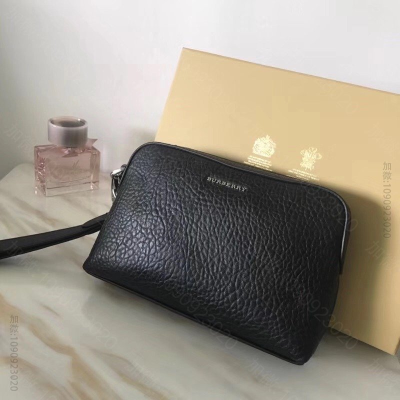 4016290_Burberry巴宝莉男包新款男包小牛皮荔枝纹巴宝莉手拿包多功能手包黑色高仿巴宝莉男包图片