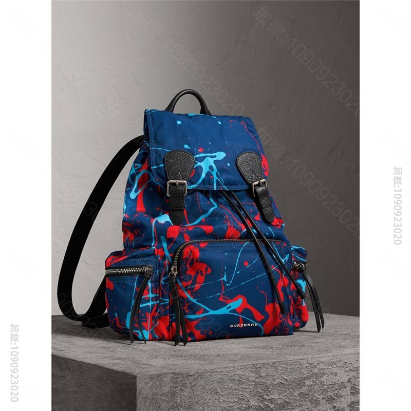 40649261_BurberryTheRucksack大号斑点图案巴宝莉男包海军蓝配橙色_高仿巴宝莉男包价格