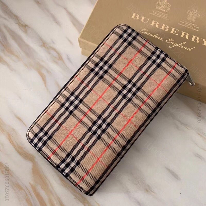 40780591 Burberry巴宝莉 最新 1983格纹拼皮革 全拉链长...