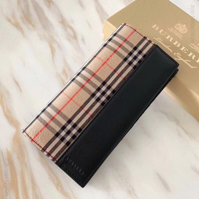 40780631 Burberry巴宝莉 最新 1983格纹 长款两折钱夹 黑色
