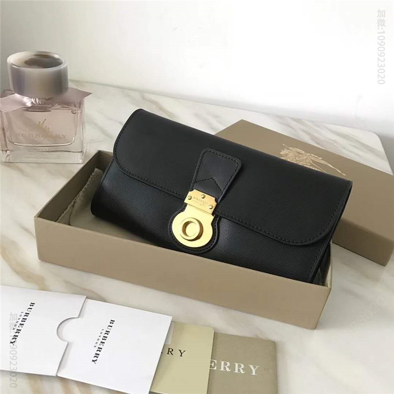 DK88 Burberry钱包 巴宝莉女包 皮革钱夹 Trench皮革 黑色