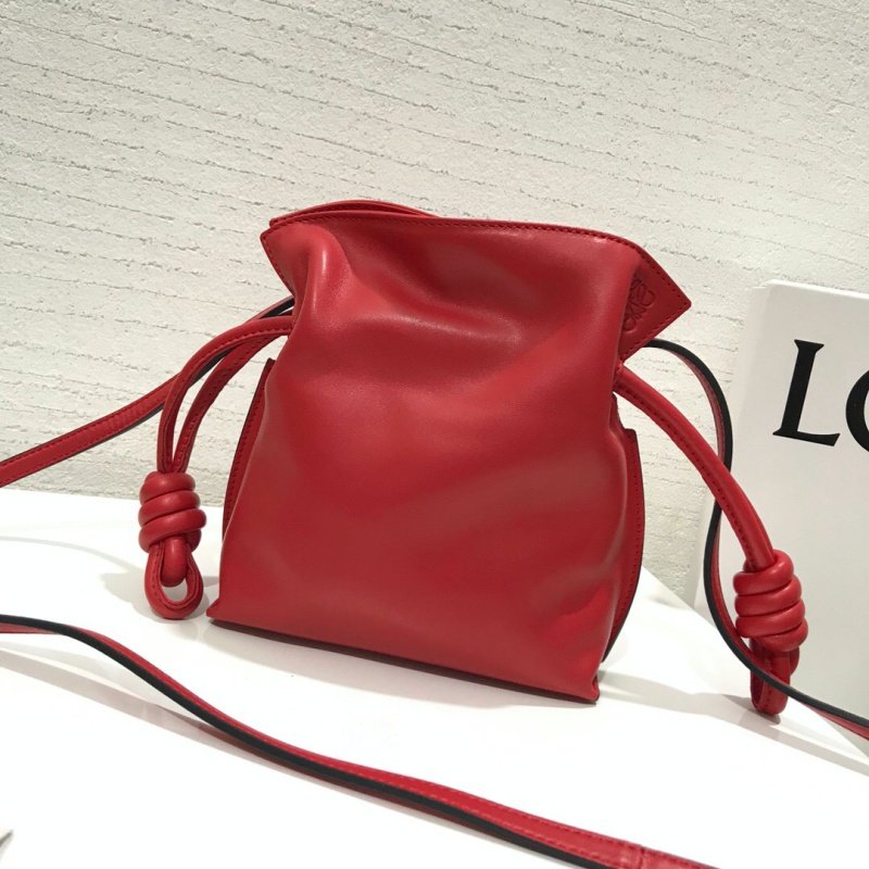 罗意威女包 Loewe MINI FLAMENCO KNOT绳结系列手拿包 红色 原单罗意威女包 