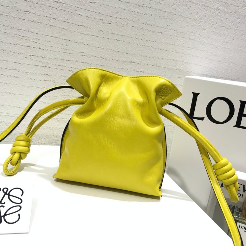 罗意威女包 Loewe MINI FLAMENCO KNOT绳结系列手拿包 黄色 原单罗意威女包 