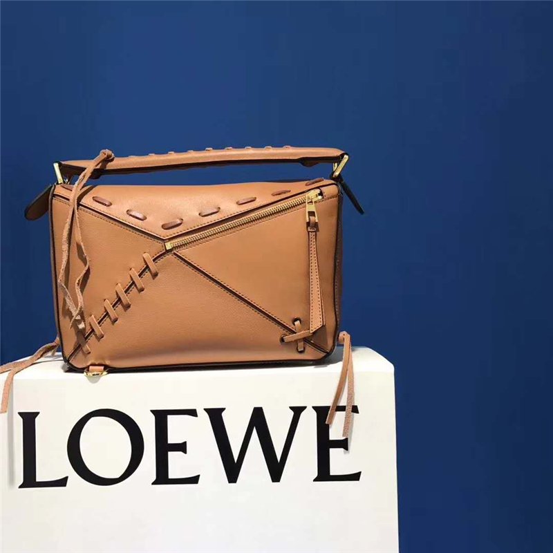 罗意威女包 Loewe罗意威 Puzzle 编织款 拼接几何包 手提肩包 棕褐色 高仿罗意威女包 