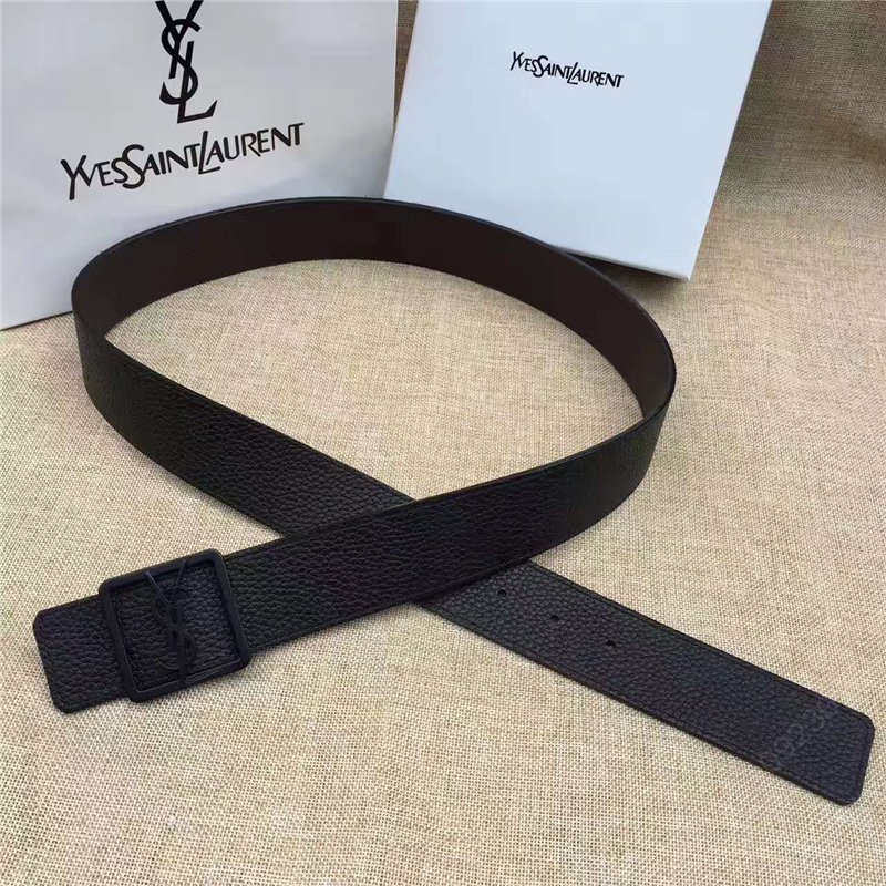 迪圣罗兰皮带 圣罗兰YSL女士腰带 头层牛皮荔枝纹 实心复古铜扣头 双面可用 棕色 原单圣罗兰腰带 