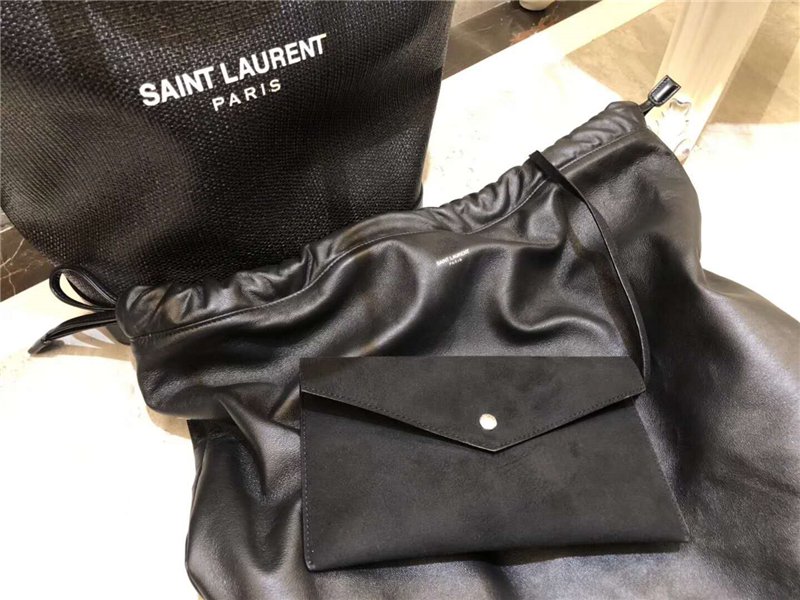 圣罗兰女包 YSL手提包 TEDDY 拉菲草编 圣罗兰购物手提袋 黑色 原单圣罗兰包包 