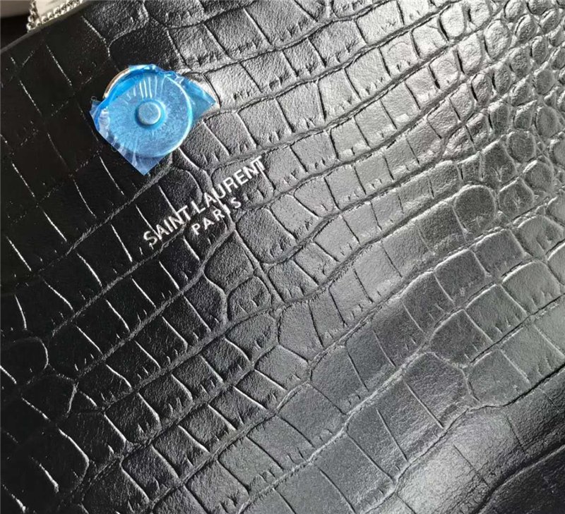 圣罗兰 YSL圣罗兰 专柜最新 细鳄鱼纹 流苏包 黑色银链 原单圣罗兰女包 