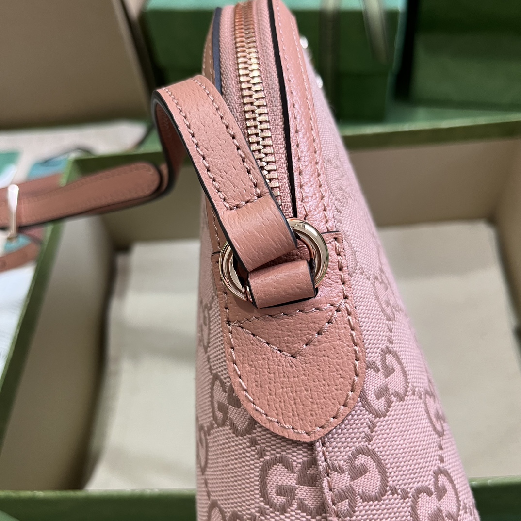 原单古驰 Gucci Ophidia系列GG小号肩背包 粉色皮/粉色帆布 